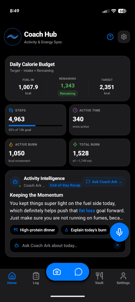 Ark Nutrition Real Interface Preview
